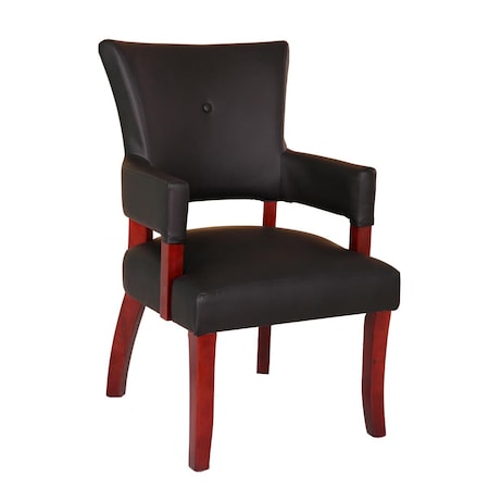 Norstar Black Executive Chair With Mahogany Frame, No Nail Heads B696C-BK
